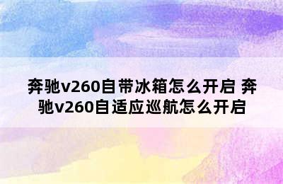 奔驰v260自带冰箱怎么开启 奔驰v260自适应巡航怎么开启